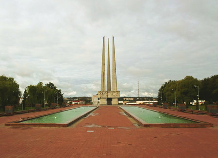 Memorial complex Three bayonets on the Victory Square in Vitebsk, Belarus - September 2016のeditorial素材