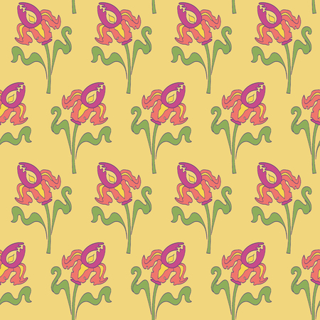 Art Nouveau flowers, Seamless floral patterned vintage styleのイラスト素材