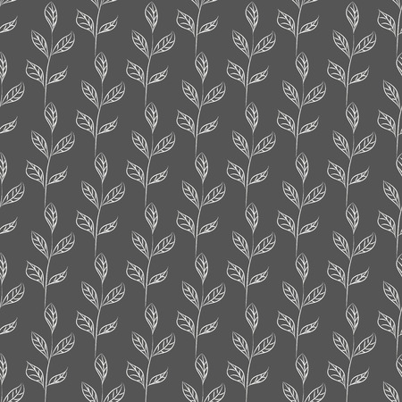 Hand drawn branches. Seamless botanical background with leaves, branchesのイラスト素材