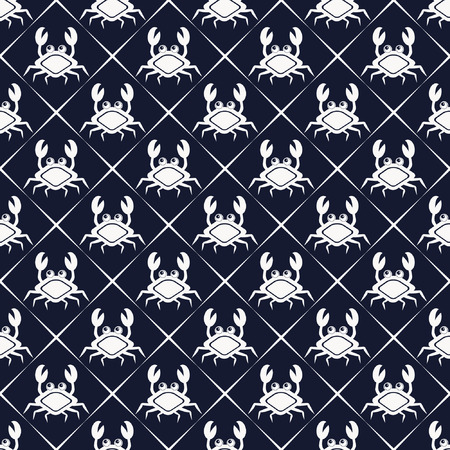 Maritime mood, Seamless nautical pattern with crabsのイラスト素材