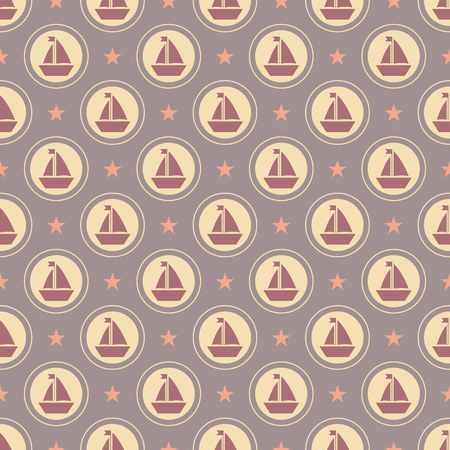 Maritime mood, Seamless nautical pattern with shipsのイラスト素材