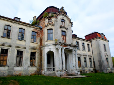 Abandoned palace in Belarus (Zheludok, Grodno region), built in the early twentieth century, example of Art Nouveau styleのeditorial素材