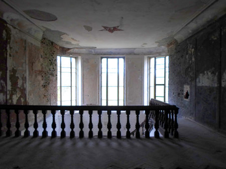 Interior of the abandoned palace in Belarus (Zheludok, Grodno region), built in the early twentieth century, example of Art Nouveau styleのeditorial素材