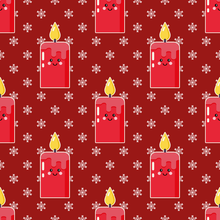 Cartoon candle and snowflakes patternのイラスト素材