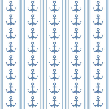 Maritime mood, Seamless nautical pattern with anchorsのイラスト素材