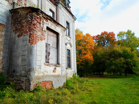 Abandoned palace in Belarus (Zheludok, Grodno region), built in the early twentieth century, example of Art Nouveau styleのeditorial素材