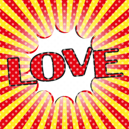 Pop Art Pattern with "Love" lettering for Valentine's day in the style of comics vectorのイラスト素材