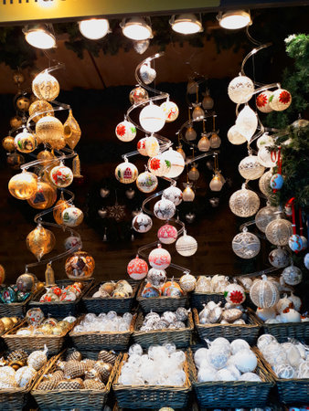 Vienna, Austria - December 16, 2017: Christmas decorations on the marketのeditorial素材