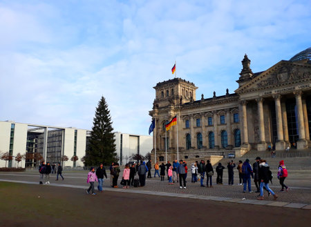 BERLIN, GERMANY - December 3, 2017: The Reichstag, a historic edifice in Berlinのeditorial素材