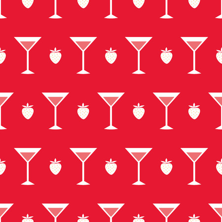 Cocktails and strawberry, Seamless pattern with summer cocktails, flat designのイラスト素材