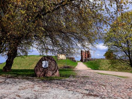 Novogrudok, Belarus - April 24, 2018: Ruins of Novogrudok Castleのeditorial素材