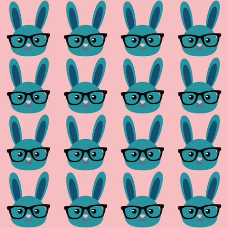 Smart bunny pattern, Seamless vector illustration with cute charactersのイラスト素材