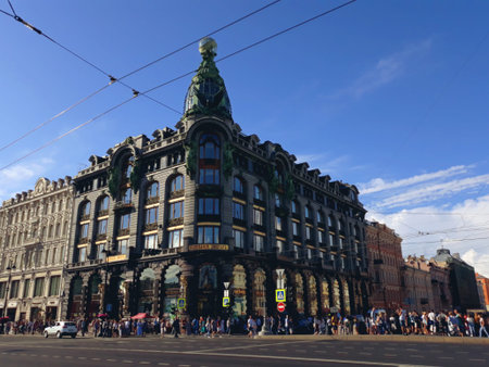 Saint Petersburg, Russia - August 4, 2018: Singer House, also known as the House of Books, an Art Nouveau building in Saint Petersburgのeditorial素材