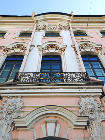 Saint Petersburg, Russia - August 4, 2018: The Stroganov Palace, a Late Baroque palace at the intersection of the Moika River and Nevsky Prospectのeditorial素材
