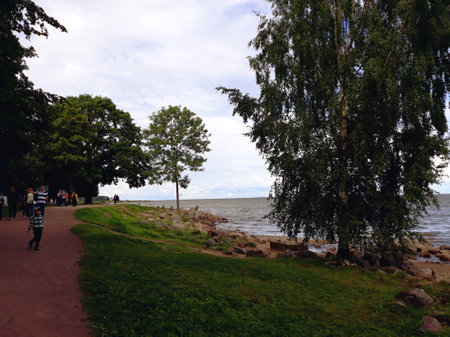 Saint Petersburg, Russia - August 7, 2018: The Baltic Sea in Peterhofのeditorial素材