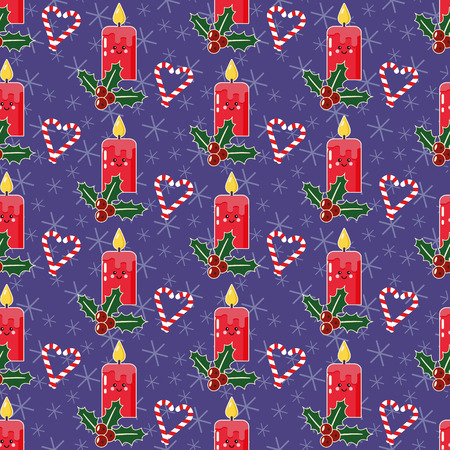 Christmas pattern. Mistletoe and candy canesのイラスト素材