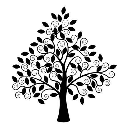 The stylized tree. Silhouette on a white background.のイラスト素材