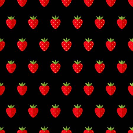 Red strawberry seamless vector pattern background illustrationのイラスト素材