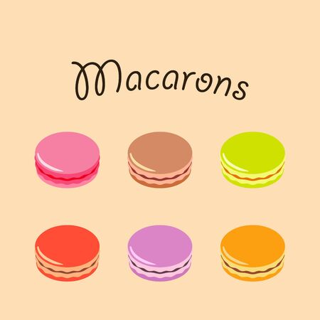 Colorful french macaron cookies with different flavorsのイラスト素材