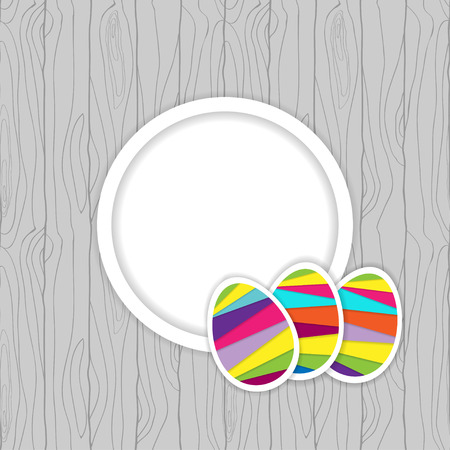 easter card template with eggs and place for inscription on the seamless wood backgroundのイラスト素材