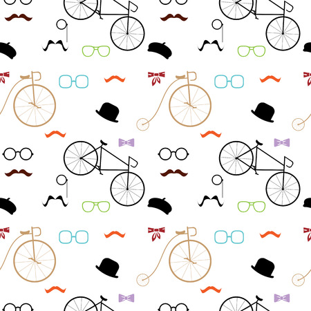 abstract colorful seamless pattern with hipster elements vector backgroundのイラスト素材