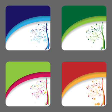 four colorful card templates with the seasonsのイラスト素材