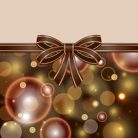 abstract sparkling brown card with bow background for designのイラスト素材