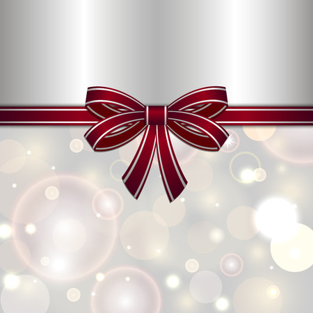 christmas silver card template with red bow background for designのイラスト素材