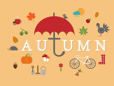 collection of autumn flat icons vector for designのイラスト素材