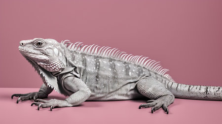 Iguana on pink background, template for design, generative AIの素材