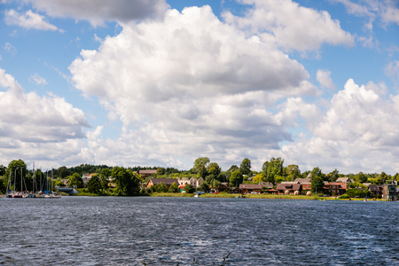 TRAKAI, LITHUANIA: Uzutrakis manor on the board of Galves lake near Trakai town.の写真素材