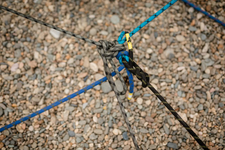 carabiner and different climbing rope.