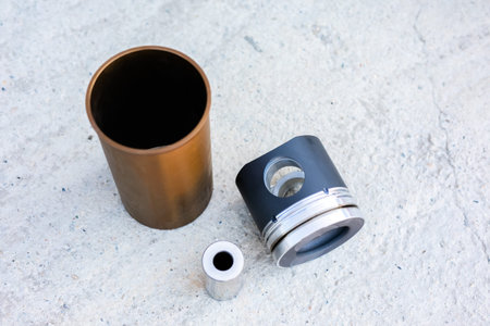 Mechanical new details on black background for auto service and car repair. disassemble engine block...