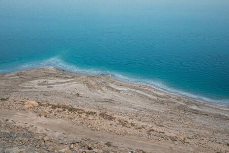 landscape of the Dead Sea, failures of the soil, illustrating an environmental catastrophe on the Dead Sea, Israel.の写真素材