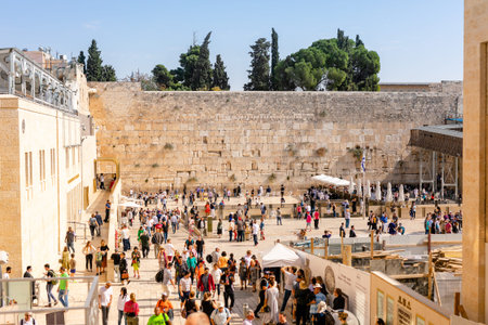 Western Wall and Dome of the Rock in the old city. Jerusalem, Israel, November 2019.