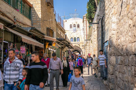 Western Wall and Dome of the Rock in the old city. Jerusalem, Israel, November 2019.のeditorial素材