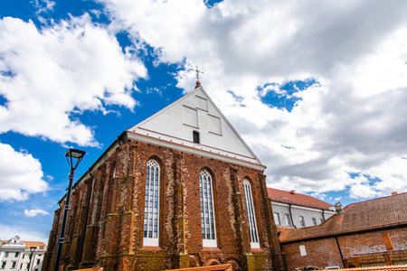 Historical gothic Kaunas Castle from medieval times in Kaunas, Lithuania. Wide angle panoramic view...
