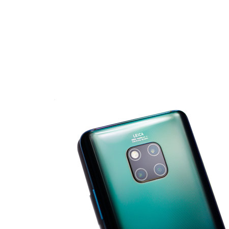 MOSCOW, RUSSIAN FEDERATION - December 24, 2018: New smartphone from Huawei-Mate 20 Pro, Emerald...
