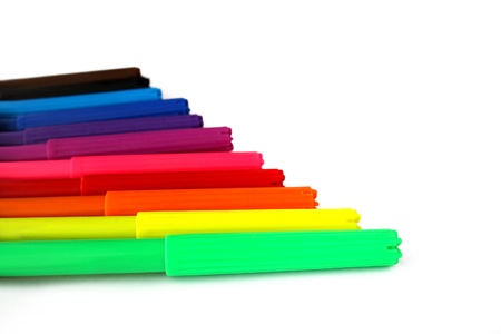 Isolated rainbow soft-tip, office suppliesの写真素材