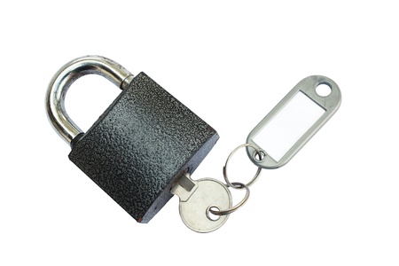 padlock with key and tagの写真素材