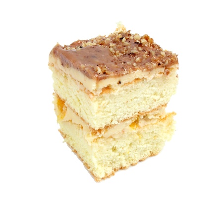 white buscuit with chocolate cream and nutsの写真素材