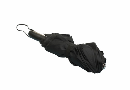 black automatic umbrella closed isolated on a white backgroundの写真素材