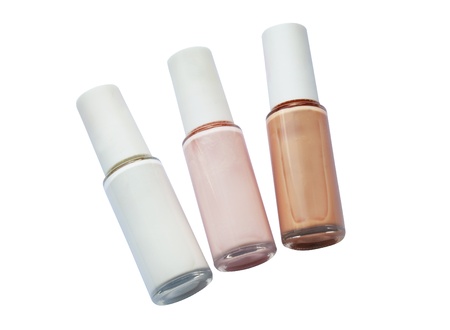nail polish set isolated over white background with clipping pathの写真素材