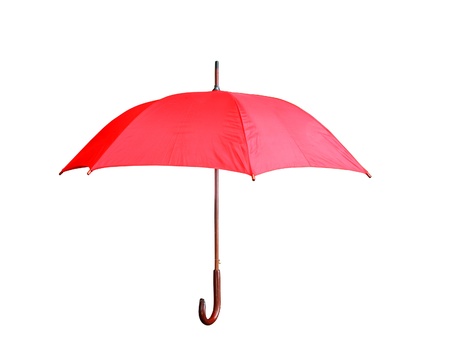red umbrella isolated on a white backgroundの写真素材