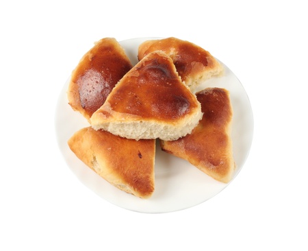 apricot home made pies isolated over whiteの写真素材