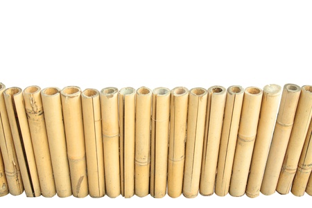 bamboo fence isolated over white backgroundの写真素材