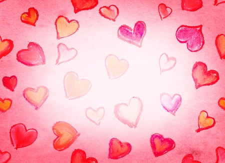 many different red hearts on a white backgroundの写真素材