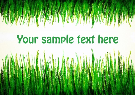 green grass drowing upside and from bottom with text spaceの写真素材