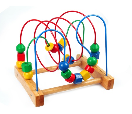 Colorful developmental toy over white backgroundの写真素材
