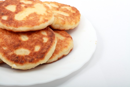 Delicious homemade cheese pancakes close-upの写真素材